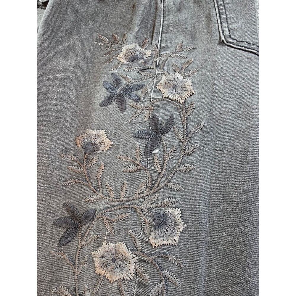 Seven7 Skinny Jeans Womens 12 Gray Floral Embroidered Minimalist Denim - Picture 5 of 8